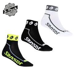 SENSOR PONOŽKY 3-PACK RACE LITE SMALL HANDS černá/bílá/ref.žlutá