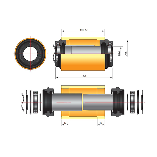 FSA adaptér pro středové složení M/EXO 24mm/P30 73mm