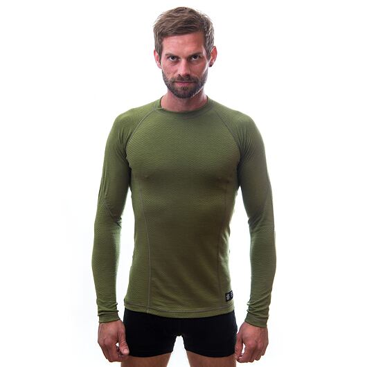 SENSOR MERINO DF pánské triko dl.rukáv safari green